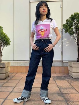 「701（ナナマルイチ）のアイテム」を使った、リーバイス STAFF WOMENさん（レディース・150cm）の春コーディネート