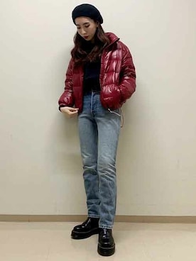 「Levi's（リーバイス）のアイテム（ダウンジャケット/コート）」を使った、リーバイス STAFF WOMENさん（レディース・166cm）の冬コーディネート