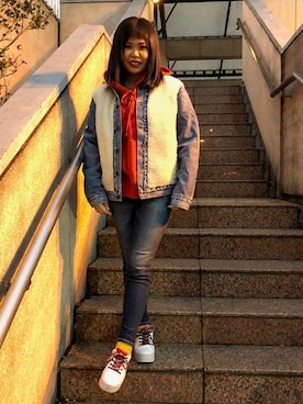 「Levi's Made & Crafted（リーバイスメイドアンドクラフテッド）のアイテム」を使った、リーバイス STAFF WOMENさん（レディース・154cm）の冬コーディネート