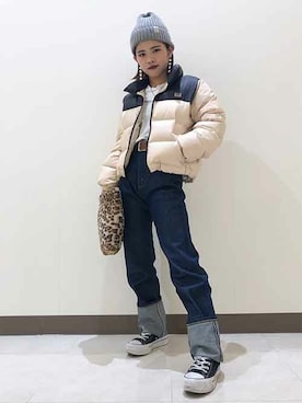 「Levi's（リーバイス）のアイテム（ダウンジャケット/コート）」を使った、リーバイス STAFF WOMENさん（レディース・153cm）の冬コーディネート