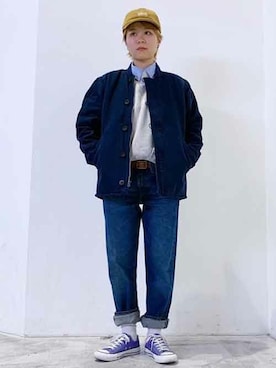 「Levi's（リーバイス）のアイテム（帽子）」を使った、リーバイス STAFF WOMENさん（レディース・158cm）の冬コーディネート