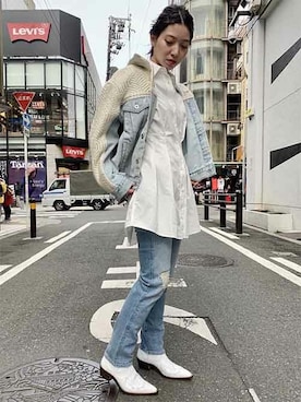 「Levi's Made & Crafted（リーバイスメイドアンドクラフテッド）のアイテム」を使った、リーバイス STAFF WOMENさん（レディース・165cm）の冬コーディネート