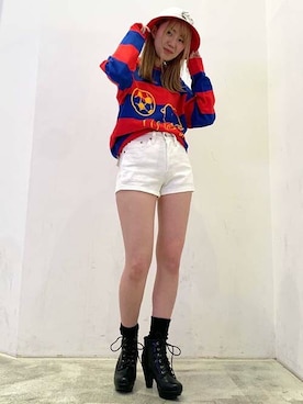 「Levi's（リーバイス）のアイテム（帽子）」を使った、リーバイス STAFF WOMENさん（レディース・161cm）の夏コーディネート