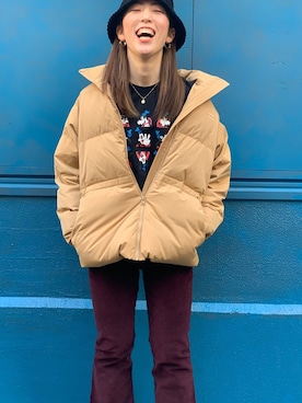 「Levi's（リーバイス）のアイテム（ダウンジャケット/コート）」を使った、リーバイス STAFF WOMENさん（レディース・157cm）の冬コーディネート