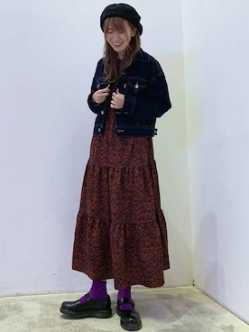 「Levi's（リーバイス）のアイテム（ノーカラージャケット）」を使った、リーバイス STAFF WOMENさん（レディース・161cm）の冬コーディネート
