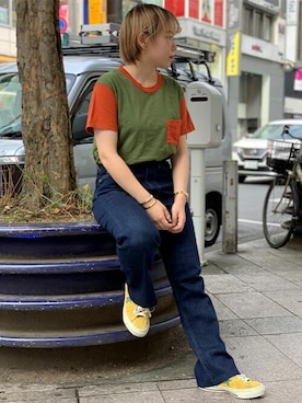 「カットオフデニム」｜リーバイス STAFF WOMENさん（レディース・155cm）の夏コーディネート