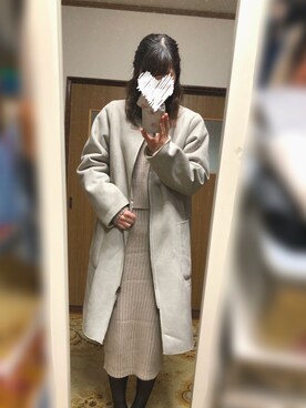 「BEAMS（ビームス）のアイテム（ムートンコート）」を使った、na*さん（レディース・154cm）の冬コーディネート