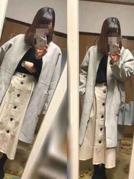 「BEAMS（ビームス）のアイテム（ムートンコート）」を使った、na*さん（レディース・154cm）の冬コーディネート