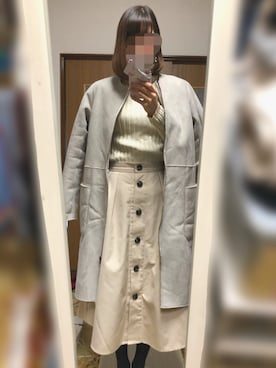 「BEAMS（ビームス）のアイテム（ムートンコート）」を使った、na*さん（レディース・154cm）の冬コーディネート