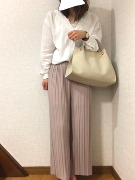 「fifth（フィフス）のVネックラインデザインブラウス（シャツ/ブラウス）」を使った、na*さん（レディース・155cm）の夏コーディネート