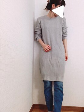 ワンピースを使った デニム ニット のレディース人気ファッションコーディネート Wear