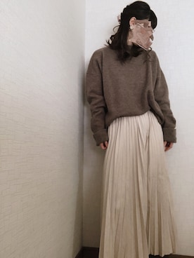 「fifth（フィフス）のプリーツロングマキシスカート（スカート）」を使った、na*さん（レディース・154cm）の冬コーディネート