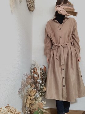 「w closet」｜「アイテム（シャツワンピース）」を使った、na*さん（レディース・154cm）の冬コーディネート