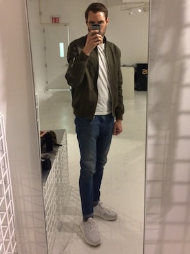 「asos（エイソス）のアイテム（ノーカラージャケット）」を使った、C-Dubzさん（メンズ・180cm）の冬コーディネート