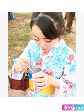 「祭り」｜「アイテム（その他）」を使った、ももか プロフ必読。さん（レディース・154cm）の夏コーディネート
