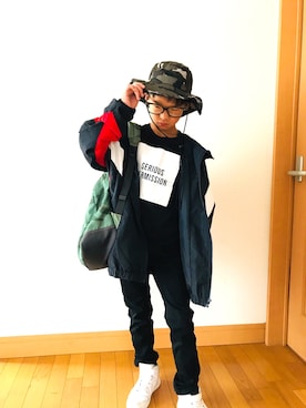 「しまむら（シマムラ）のアイテム（ナイロンジャケット）」を使った、⁂sebu⁂さん（キッズ・137cm）の秋コーディネート