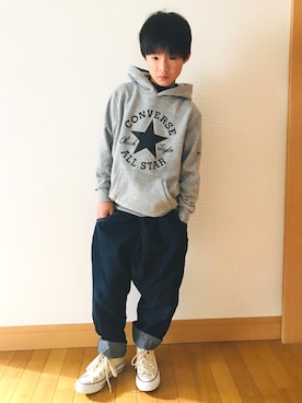 「DILASH（ディラッシュ）のアイテム（デニムパンツ、ブルー系）」を使った、⁂sebu⁂さん（キッズ・140cm）の冬コーディネート