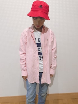 「キッスコーデ」｜「アイテム（帽子）」を使った、⁂sebu⁂さん（キッズ・140cm）の春コーディネート
