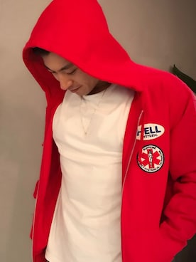 「アイテム（モッズコート、レッド系）」を使った、colorcolorseeseeさん（メンズ・180cm）の春コーディネート