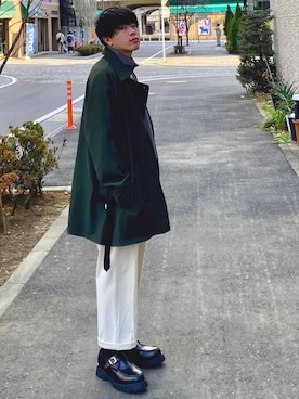 「CASPER JOHN（キャスパージョン）のアイテム（ピーコート）」を使った、junさん（メンズ・171cm）の冬コーディネート