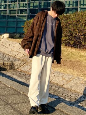 「kutir（クティール）のアイテム（スウェット）」を使った、junさん（メンズ・171cm）の冬コーディネート