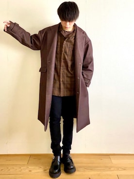 「CASPER JOHN（キャスパージョン）のアイテム（チェスターコート）」を使った、junさん（メンズ・171cm）の冬コーディネート