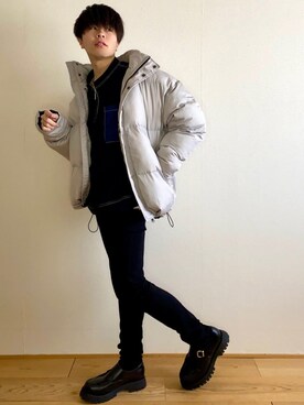 「LILL（リル）のアイテム（ダウンジャケット/コート）」を使った、junさん（メンズ・171cm）の冬コーディネート