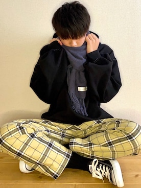 「epnok（エプノック）のアイテム（パーカー）」を使った、junさん（メンズ・171cm）の冬コーディネート