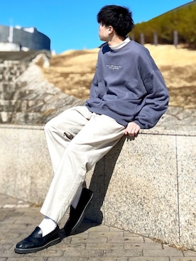 「kutir（クティール）のアイテム（スウェット）」を使った、junさん（メンズ・171cm）の冬コーディネート