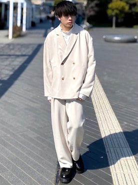 「LILL（リル）のアイテム（テーラードジャケット）」を使った、junさん（メンズ・171cm）の春コーディネート