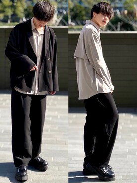「LILL（リル）のアイテム（テーラードジャケット）」を使った、junさん（メンズ・171cm）の春コーディネート