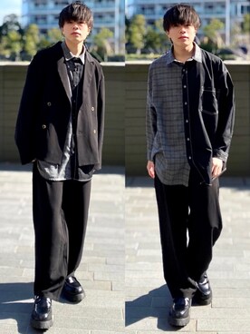 「LILL（リル）のアイテム（テーラードジャケット）」を使った、junさん（メンズ・171cm）の春コーディネート