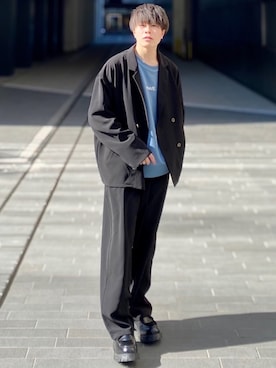 「LILL（リル）のアイテム（テーラードジャケット）」を使った、junさん（メンズ・171cm）の春コーディネート