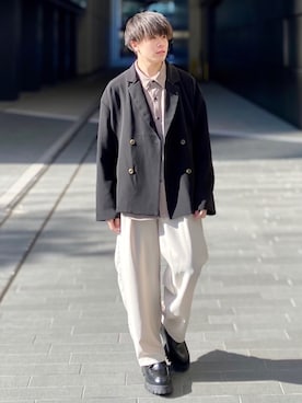 「LILL（リル）のアイテム（テーラードジャケット）」を使った、junさん（メンズ・171cm）の春コーディネート