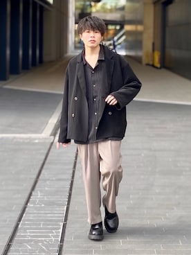「LILL（リル）のアイテム（テーラードジャケット）」を使った、junさん（メンズ・171cm）の春コーディネート