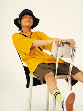 「盐系风格」｜「アイテム（帽子）」を使った、阿遠的餘生さん（メンズ・183cm）の夏コーディネート