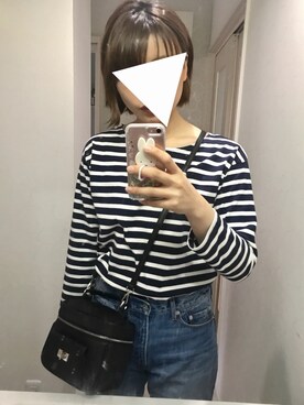 「Samansa Mos2（サマンサ モスモス）のアイテム（Tシャツ/カットソー、ブルー系）」を使った、hamさん（レディース・165cm）の春コーディネート