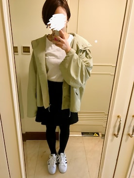 「Kastane（カスタネ）のボリューム袖ナイロンパーカー（ブルゾン、ベージュ系）」を使った、hamさん（レディース・165cm）の冬コーディネート