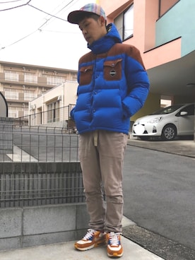 「F.C.Real Bristol（エフシーレアルブリストル）のアイテム（ダウンジャケット/コート）」を使った、KHさん（メンズ・170cm）の冬コーディネート