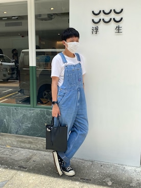 「BIG SMITH（ビッグスミス）のアイテム（サロペット/オーバーオール）」を使った、Rio.さん（レディース・170cm）の夏コーディネート