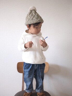 「FITH（フィス）のアイテム（ニットキャップ/ビーニー）」を使った、♡ichu♡さん（キッズ・80cm）の秋コーディネート