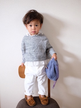 「もけもけ」｜「アイテム（モカシン/デッキシューズ）」を使った、♡ichu♡さん（キッズ・90cm）の秋コーディネート