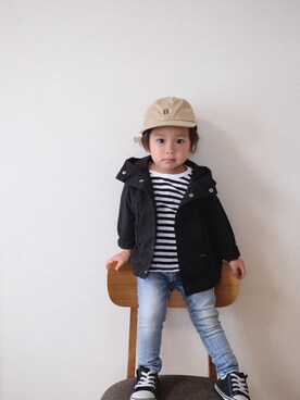 「quoti use fith（クゥオティ　ユース　フィス）のアイテム（マウンテンパーカー）」を使った、♡ichu♡さん（キッズ・90cm）の冬コーディネート