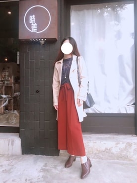 「PAZZO」｜「アイテム（トレンチコート）」を使った、Haileeさん（レディース・155cm）の冬コーディネート