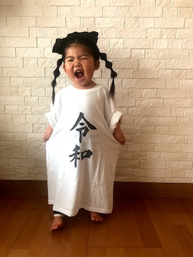 「HANES（ヘインズ）のアイテム」を使った、kakaさん（キッズ・90cm）の春コーディネート
