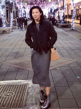 「アイテム（ブーツ、シルバー系）」を使った、Sammiさん（レディース・163cm）の冬コーディネート