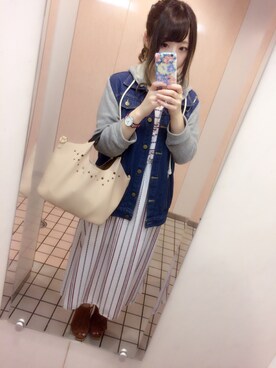 「GRL（グレイル）のアイテム（デニムジャケット）」を使った、Aya◡̈⃝︎さん（レディース・156cm）の春コーディネート