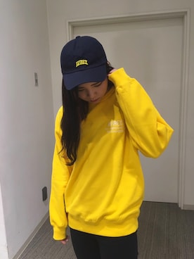 「yellow」｜「アイテム（キャップ）」を使った、nanakaさん（レディース・159cm）の冬コーディネート