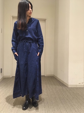 「カモ柄」｜「アイテム（ブーツ）」を使った、nanakaさん（レディース・159cm）の冬コーディネート