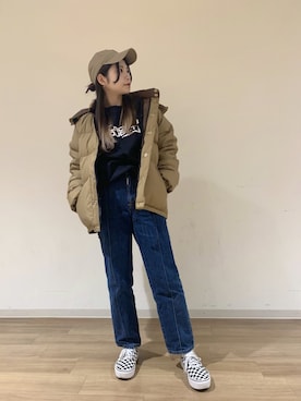 「Crescent Down Works（クレセントダウンワークス）のアイテム」を使った、nanakaさん（レディース・159cm）の冬コーディネート